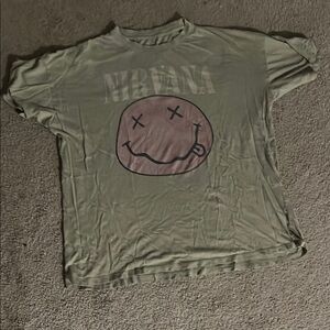 Nirvana Graphic Tee in Green and Pink